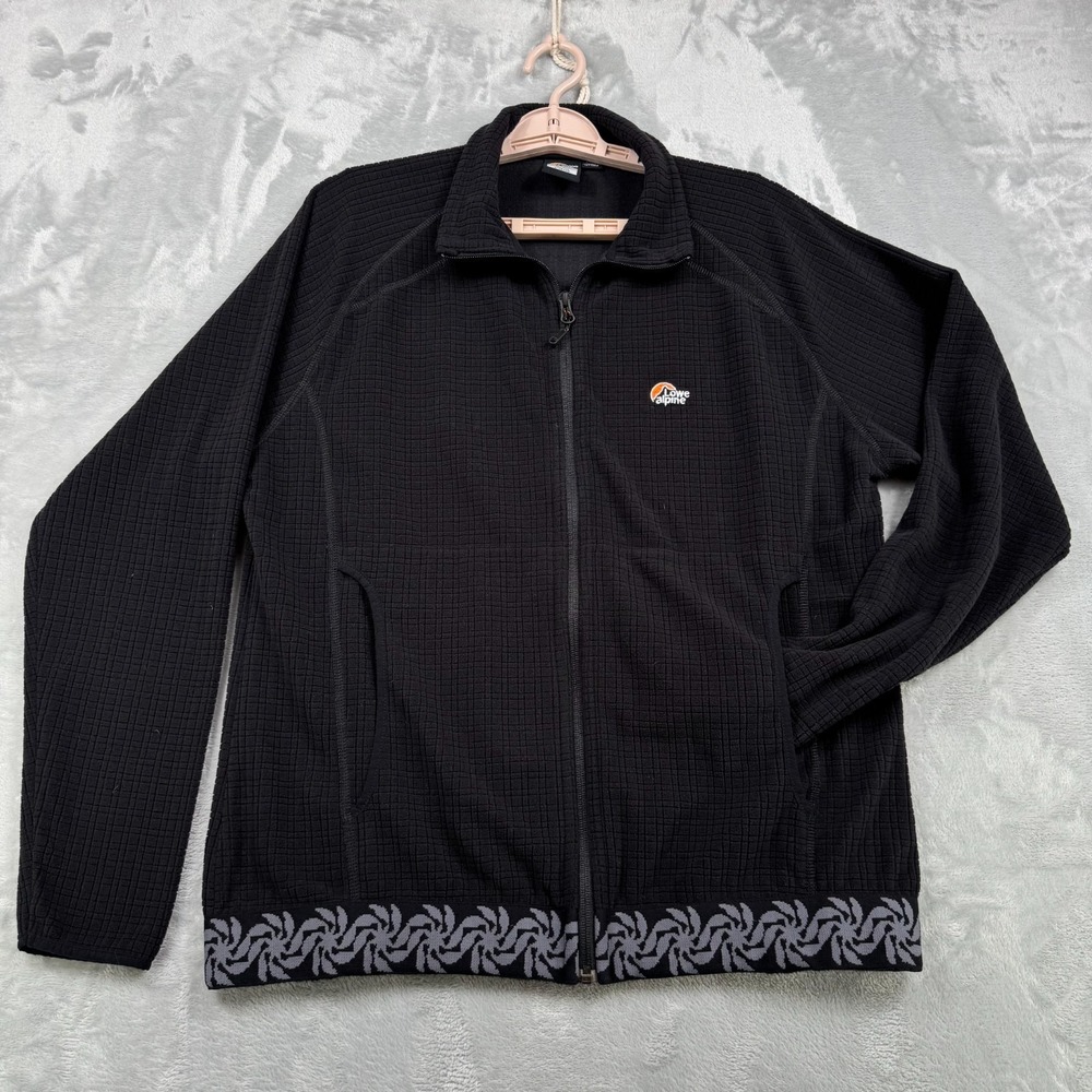 Lowe Alpine Fleece Sweater Women's XL Black Waffle Full Zip Pocket Aleutian